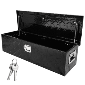 39 Inch Truck Bed Tool Box Aluminum Heavy Duty Trailer Tool Box For Pickup Truck Bed RV Toolbox With Handle And Lock - Black