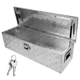 39 Inch Truck Bed Tool Box Aluminum Heavy Duty Trailer Tool Box For Pickup Truck Bed RV Toolbox With Handle And Lock - Silver