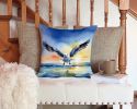 Gull Flying Low Throw Pillow Machine Washable, Indoor Outdoor Decorative Pillow for Couch, Bed or Patio, 14Hx14W