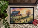 Chicken Farmyard Sunrise Doormat Front Door Mat Indoor Outdoor Rugs for Entryway, Non Slip Washable Low Pile, 24H X 36W