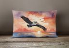 Birds, Birds, Birds Throw Pillow Throw Pillow for Indoor Couch Bed Outdoor Patio Washable, Pelican Fiery Sunset 7511,12Hx16W