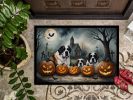 Saint Bernard Spooky Halloween Doormat Front Door Mat Indoor Outdoor Rugs for Entryway, Non Slip Washable Low Pile, 24H X 36W
