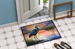 Blue Heron Setting Sun Doormat Front Door Mat Indoor Outdoor Rugs for Entryway, Non Slip Washable Low Pile, 24H X 36W