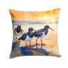 Oystercatchers Foraging Throw Pillow Machine Washable, Indoor Outdoor Decorative Pillow for Couch, Bed or Patio, 14Hx14W